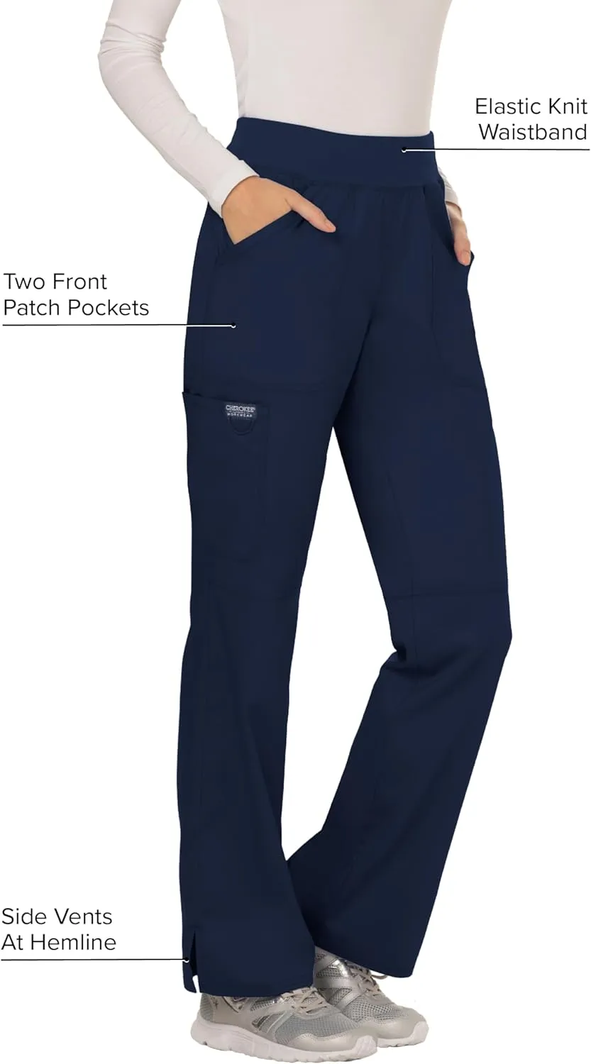 Cherokee Women Scrub Pant with Straight Leg Pull-on Pant Medical Bottom with 4 Pocket & 2-Way Stretch Fabric - WW110
