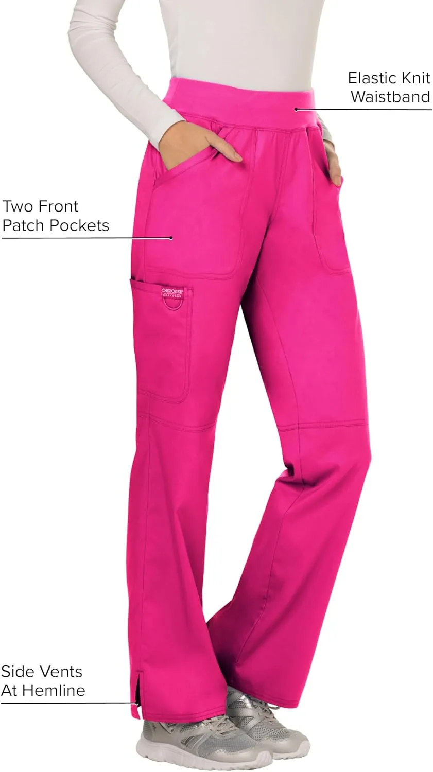 Cherokee Women Scrub Pant with Straight Leg Pull-on Pant Medical Bottom with 4 Pocket & 2-Way Stretch Fabric - WW110