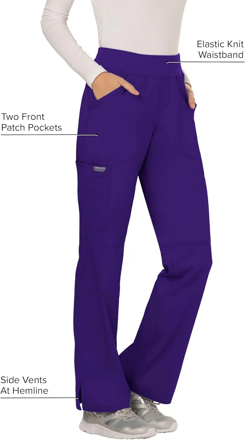 Cherokee Women Scrub Pant with Straight Leg Pull-on Pant Medical Bottom with 4 Pocket & 2-Way Stretch Fabric - WW110