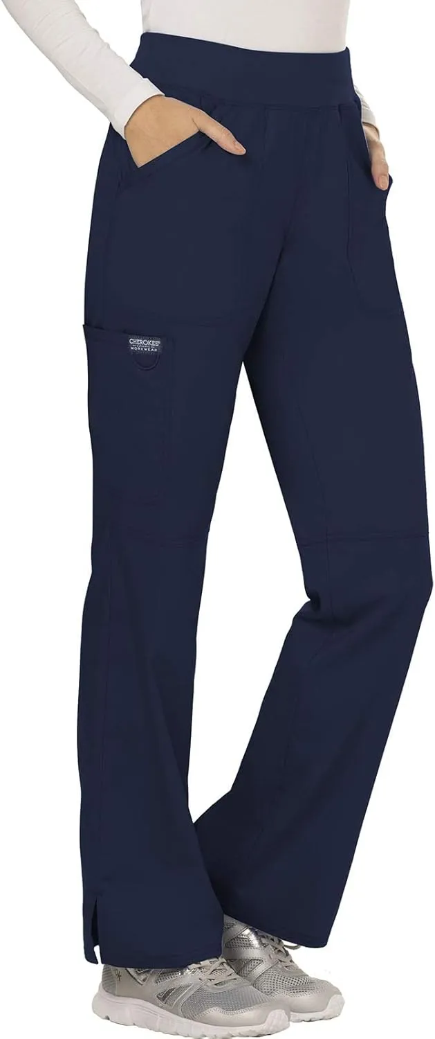 Cherokee Women Scrub Pant with Straight Leg Pull-on Pant Medical Bottom with 4 Pocket & 2-Way Stretch Fabric - WW110