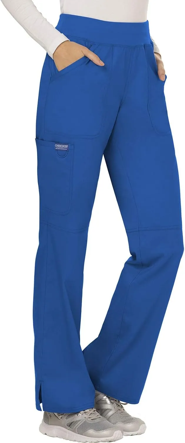 Cherokee Women Scrub Pant with Straight Leg Pull-on Pant Medical Bottom with 4 Pocket & 2-Way Stretch Fabric - WW110