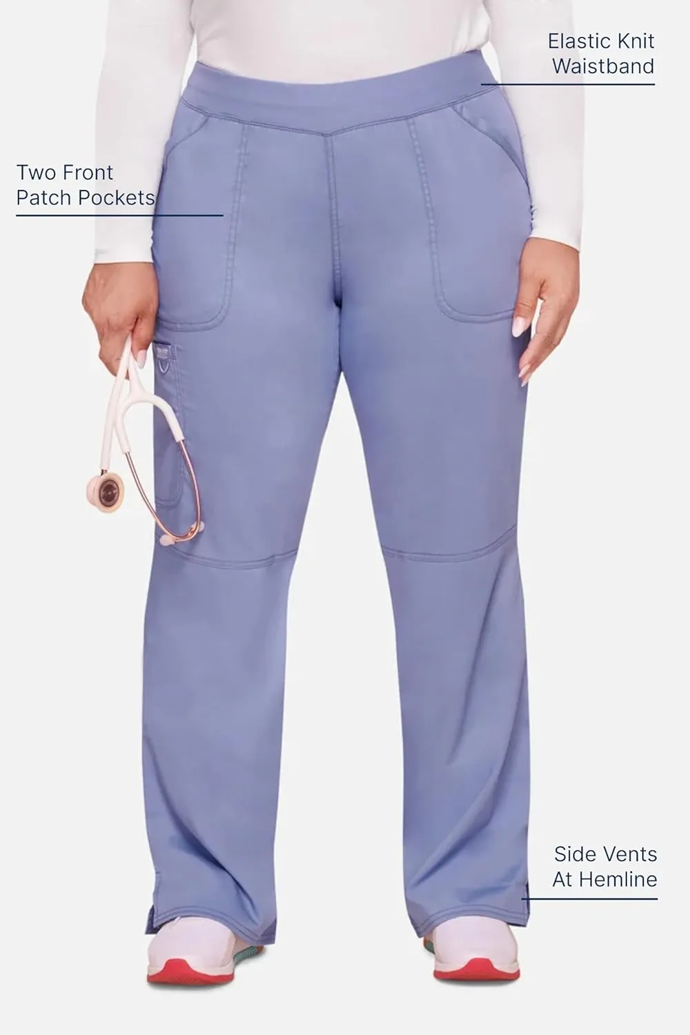 Cherokee Women Scrub Pant with Straight Leg Pull-on Pant Medical Bottom with 4 Pocket & 2-Way Stretch Fabric - WW110
