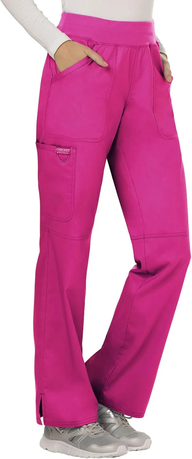 Cherokee Women Scrub Pant with Straight Leg Pull-on Pant Medical Bottom with 4 Pocket & 2-Way Stretch Fabric - WW110