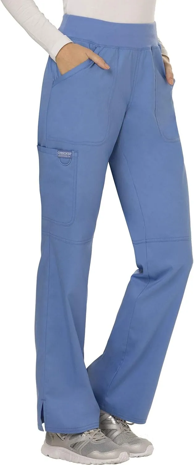 Cherokee Women Scrub Pant with Straight Leg Pull-on Pant Medical Bottom with 4 Pocket & 2-Way Stretch Fabric - WW110