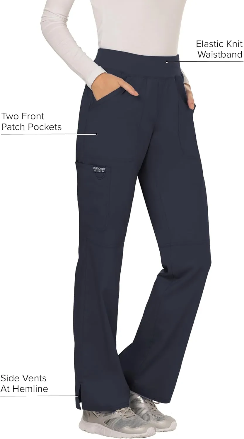 Cherokee Women Scrub Pant with Straight Leg Pull-on Pant Medical Bottom with 4 Pocket & 2-Way Stretch Fabric - WW110