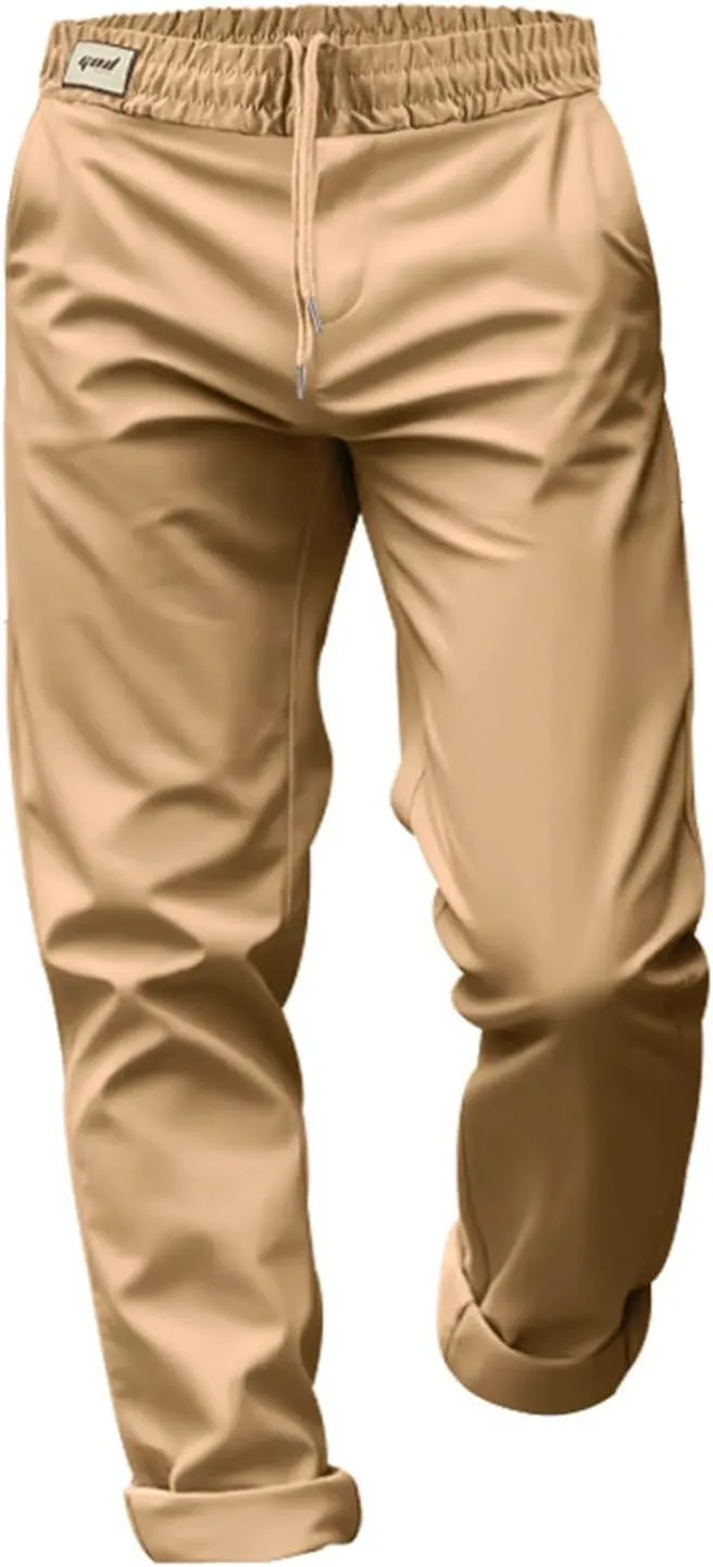 Chino Pants Men Slim Fit Drawstring Waist Dress Pants with Pockets Lightweight Straight Leg Business Casual Pants