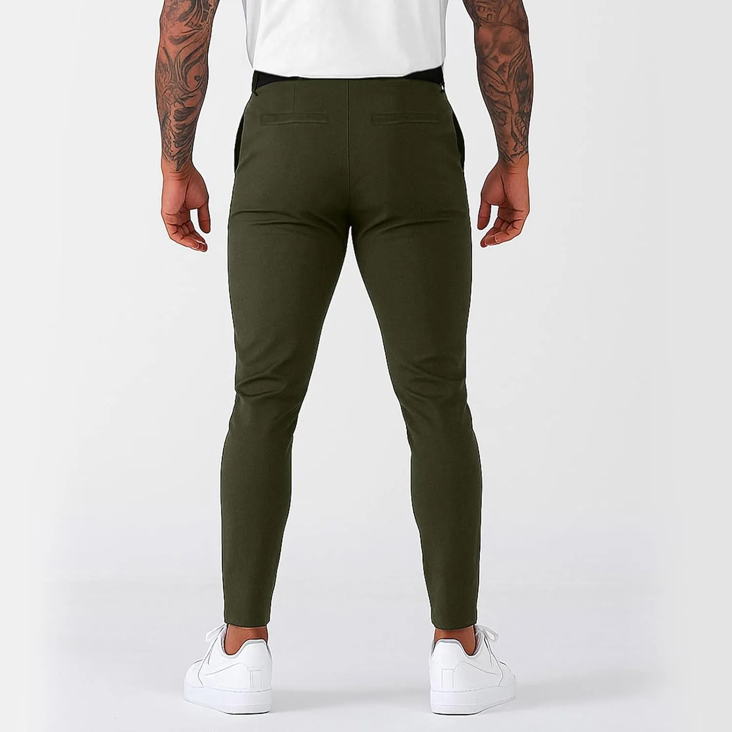 Chinos Pants Men Classic Flat Front Slim Fit Dress Pants Stretch Flex Lightweight Work Pants with Pockets Dress Slack