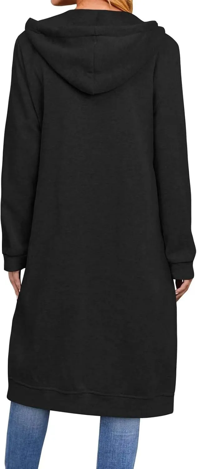 chouyatou Women's Long Zip Up Oversized Drawstring Hooded Hoodie Jacket Sweatshirt