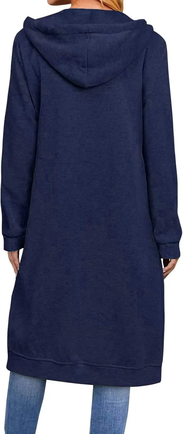 chouyatou Women's Long Zip Up Oversized Drawstring Hooded Hoodie Jacket Sweatshirt