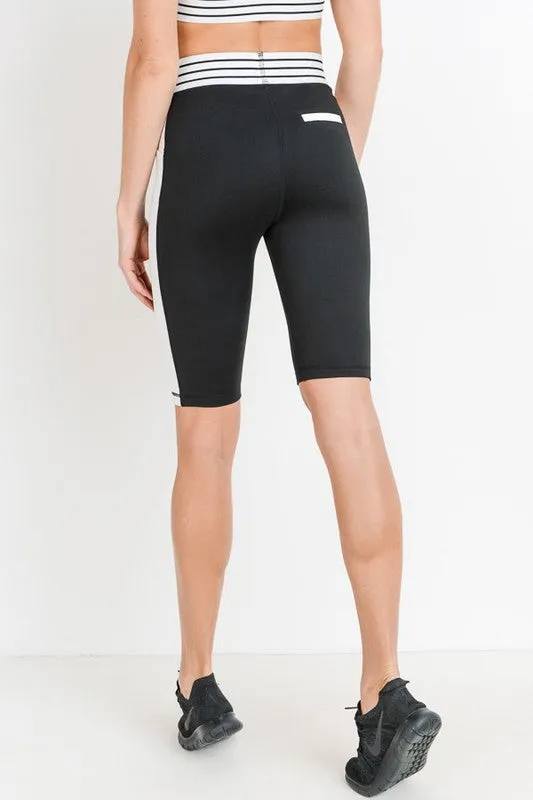 Color Block Striped Band Active Shorts