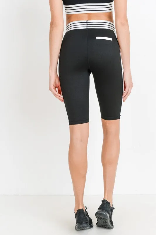 Color Block Striped Band Active Shorts