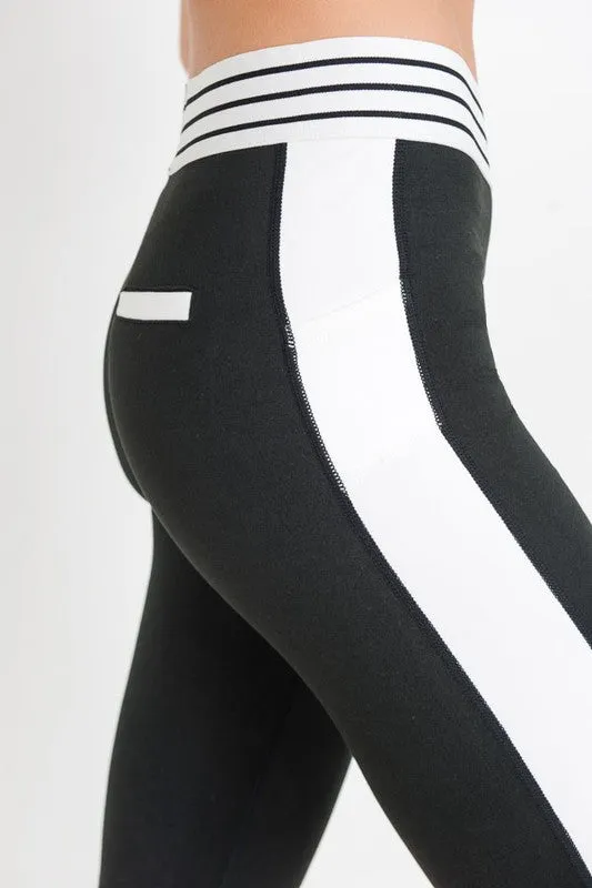 Color Block Striped Band Active Shorts