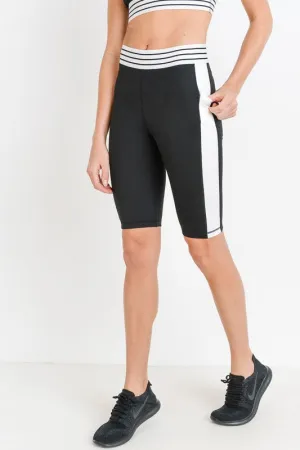 Color Block Striped Band Active Shorts