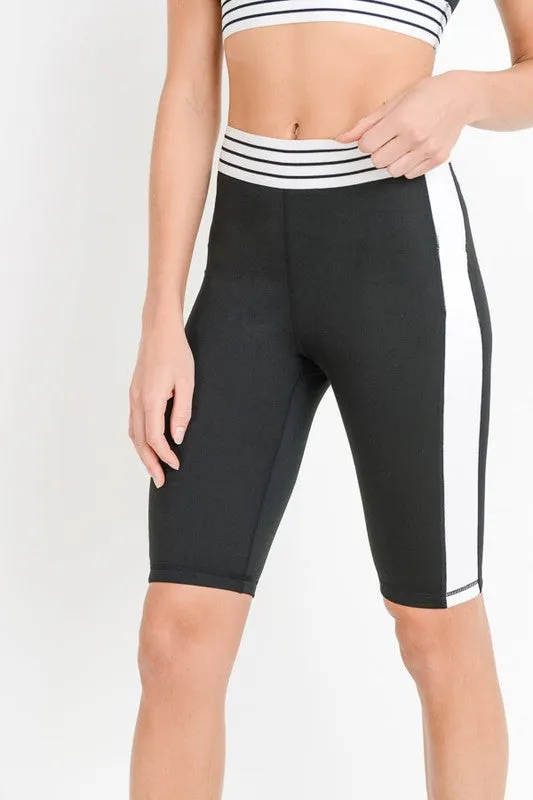 Color Block Striped Band Active Shorts