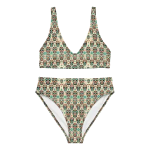 Cool Calavera: Soft Pastel Skulls High-Waisted Bikini