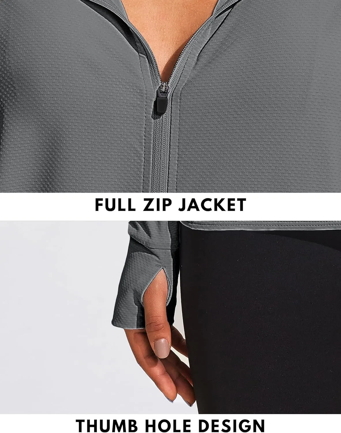 COOrun Women's UPF 50  Jackets Sun Protection Golf Athletic Jackets Lightweight Full Zip Long Sleeve Shirts with Pockets