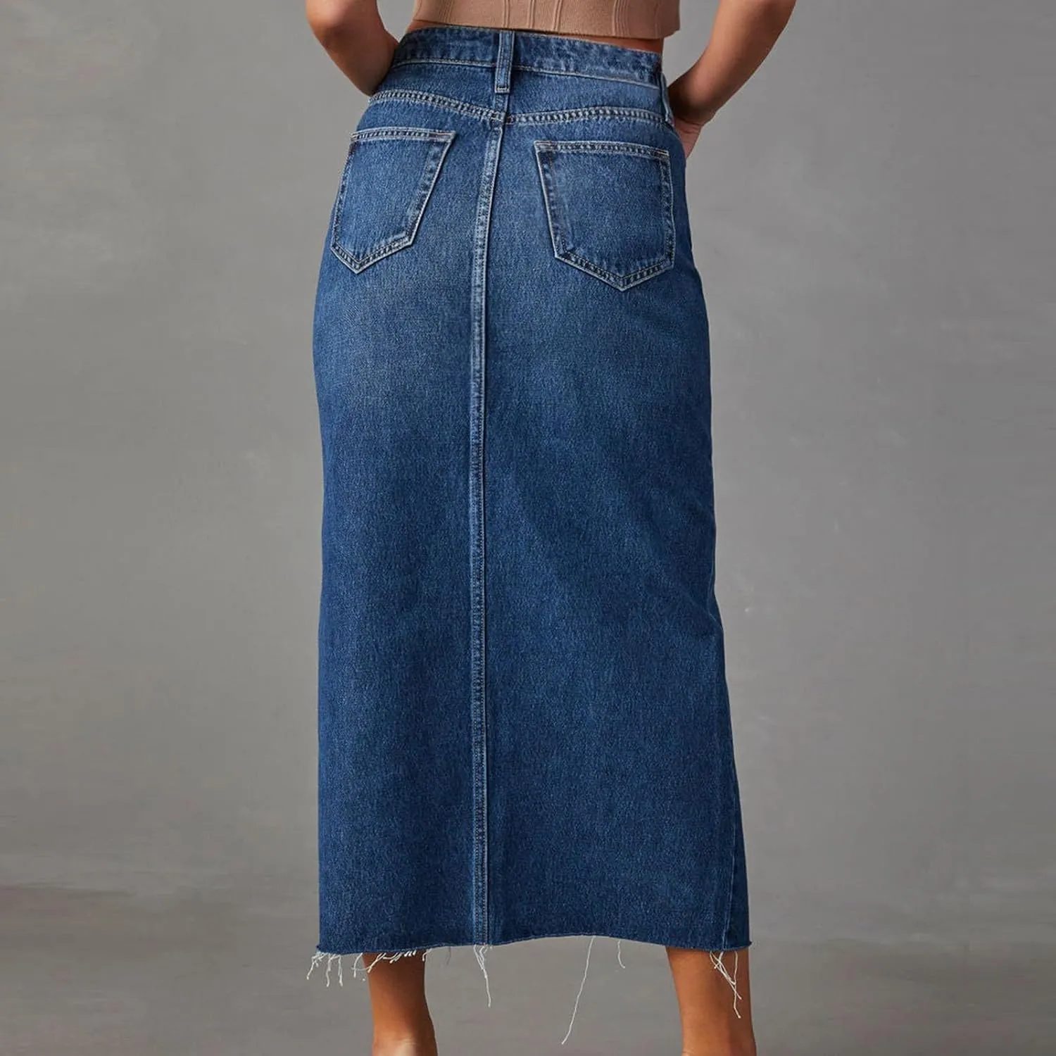 Cowgirl Slit Basic Skirt for Women Denim Maxi Long Skort Women 2025