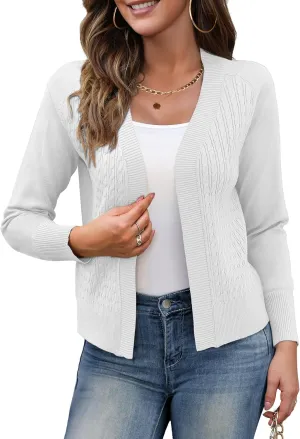 CPOKRTWSO Women's Cardigan Sweaters Lightweight Casual Long Sleeve Cable Knit Open Front Cardigans for Women Trendy(S-XL)