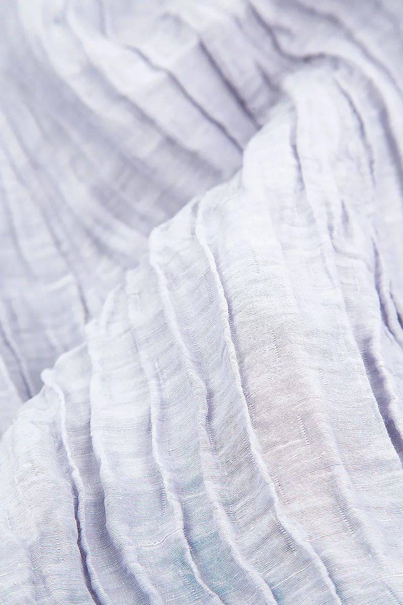 Crinkled Lavender Silk Linen Midi Dress