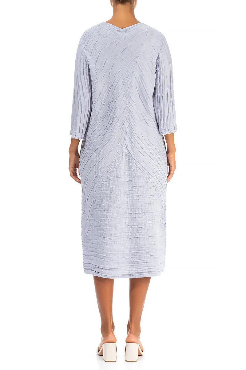 Crinkled Lavender Silk Linen Midi Dress