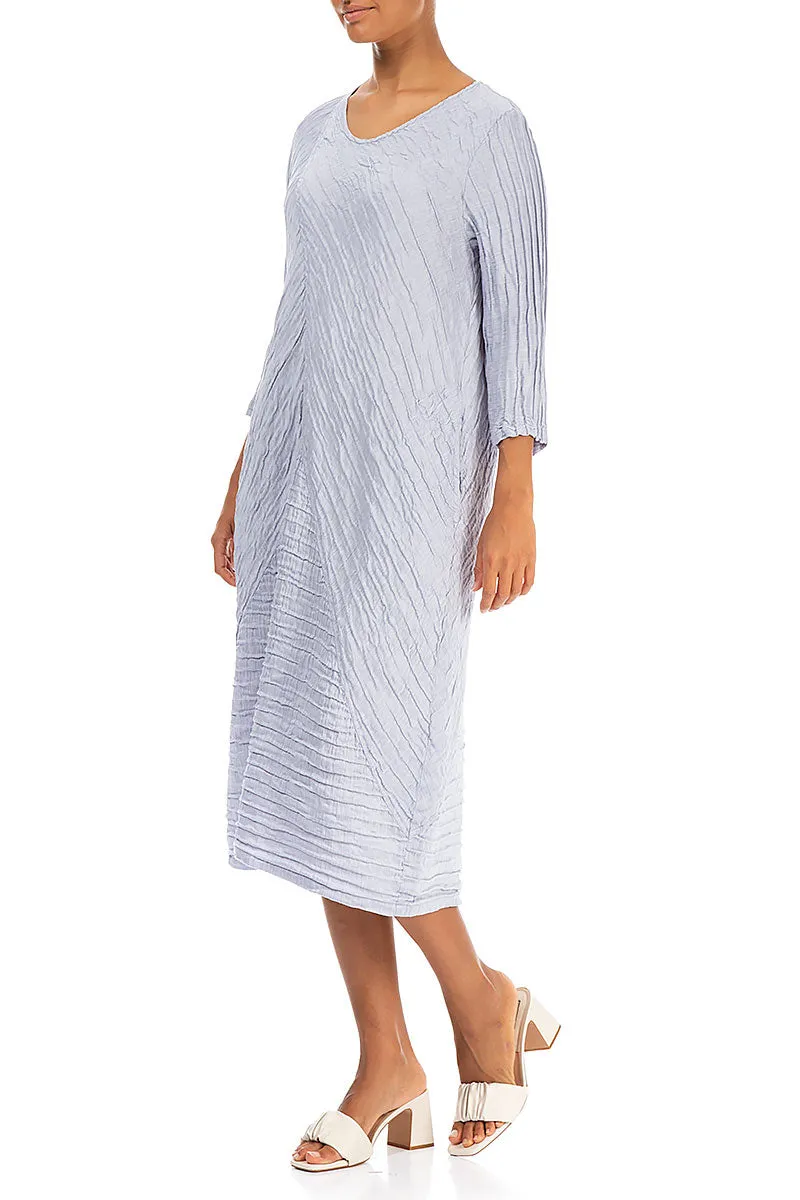 Crinkled Lavender Silk Linen Midi Dress