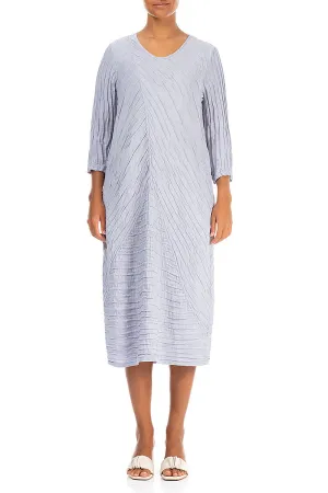 Crinkled Lavender Silk Linen Midi Dress