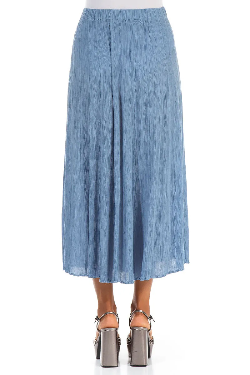 Crinkled Light Denim Silk Viscose Skirt