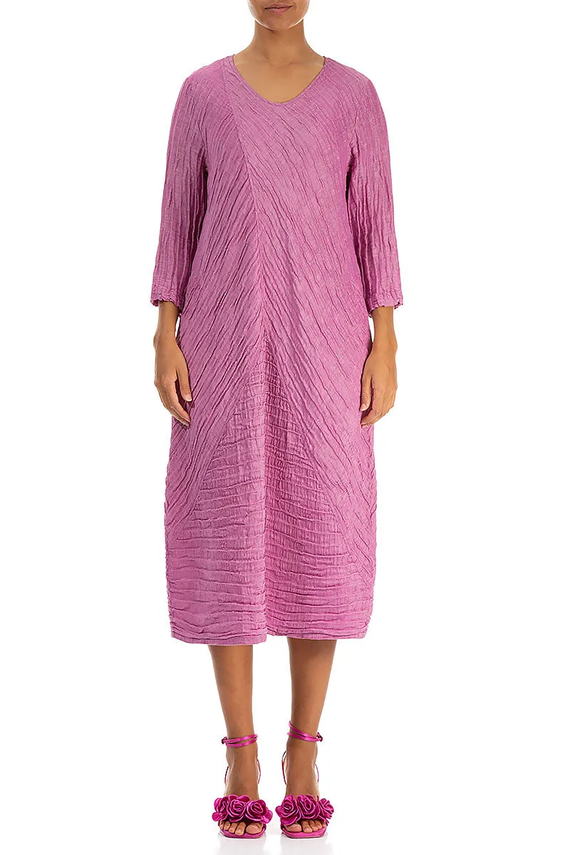 Crinkled Wild Berry Silk Midi Dress