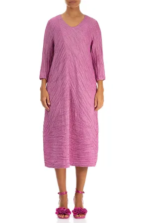 Crinkled Wild Berry Silk Midi Dress