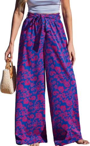 CUPSHE Women's Cover up Boho Floral Print Sarong Pants High Waist Wrap Cover-Up Pant