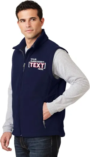 Custom Embroidered Fleece Vest for Men - Add Your Text - Embroidery Zip Up Sleeveless Jacket