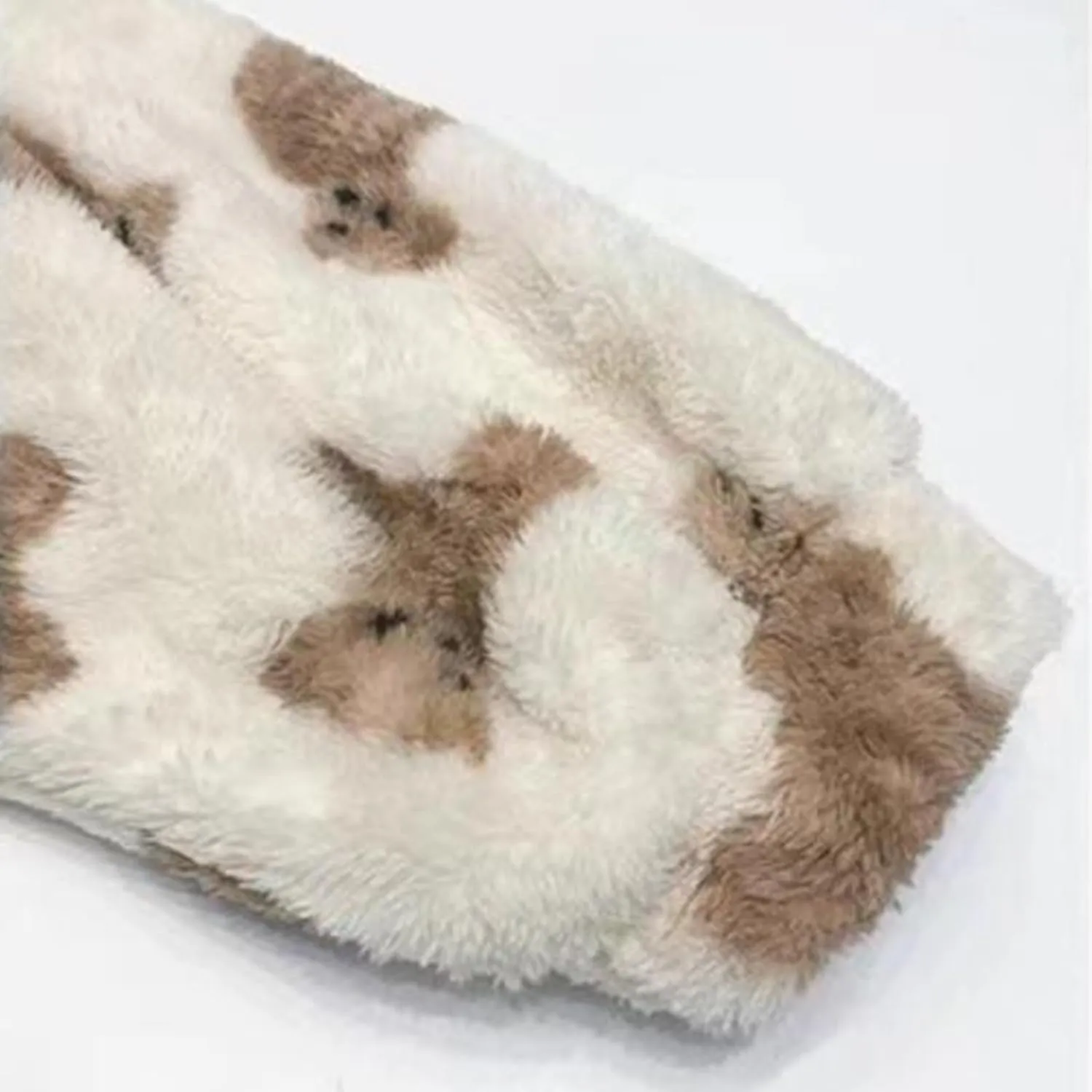 Cute Bear Hooded Plush Robes for Women Animal Print Soft Warm Fleece Long Bathrobe Ladies Teddy Loungewear Pockets