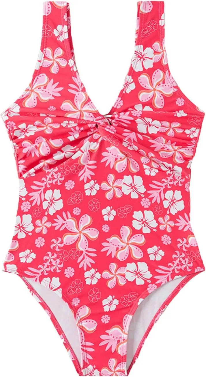 Cute One Piece Swimsuit for Teen Girls Kids 5-14 Years Floral Graphic Bathing Suit Beach Summer Swimwear