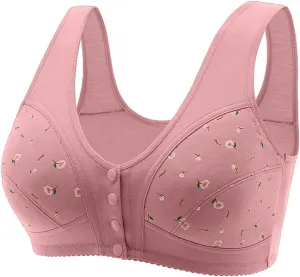 Daisy Bras for Older Women Front Button Close Convenient Everyday Bras 2025 Comfortable No Underwire Gathering Bras