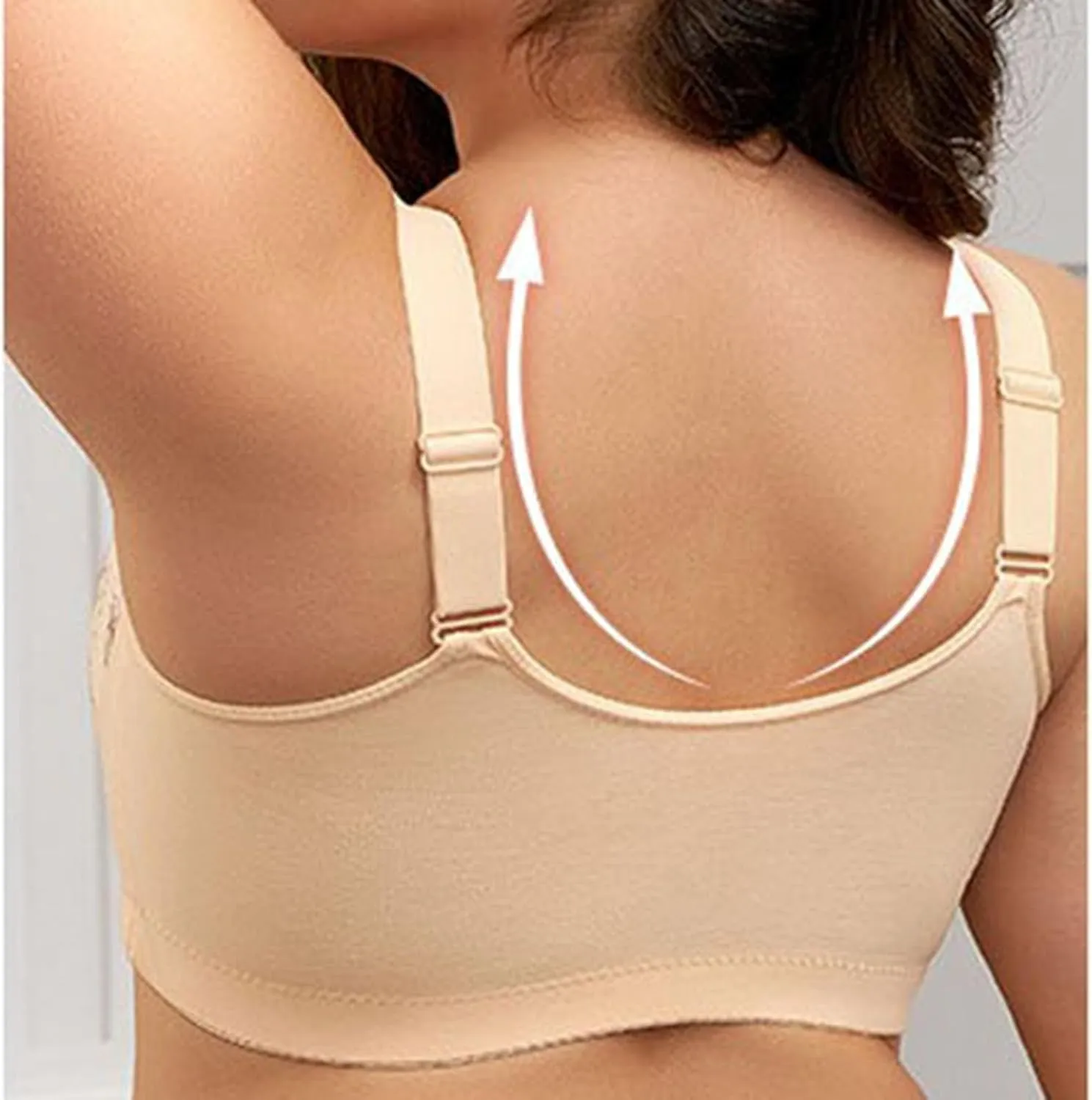Daisy Bras for Older Women Front Closure Full Coverage Breathable Cotton Bras Plus Size Wireless Push up Everyday Bra