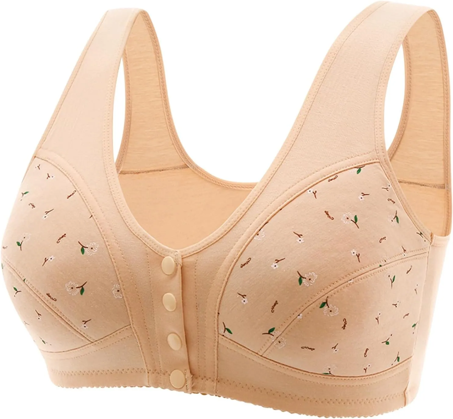 Daisy Bras for Older Women Front Closure Push up Bra No Underwire Senior Bra with Snaps 2025 Upgraded Breathable Cotton Bras