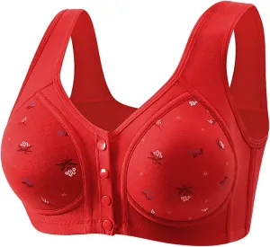 Daisy Bras for Older Women with Front Snap Closure Support Full Coverage No Underwire Comfortable Bra for Seniors