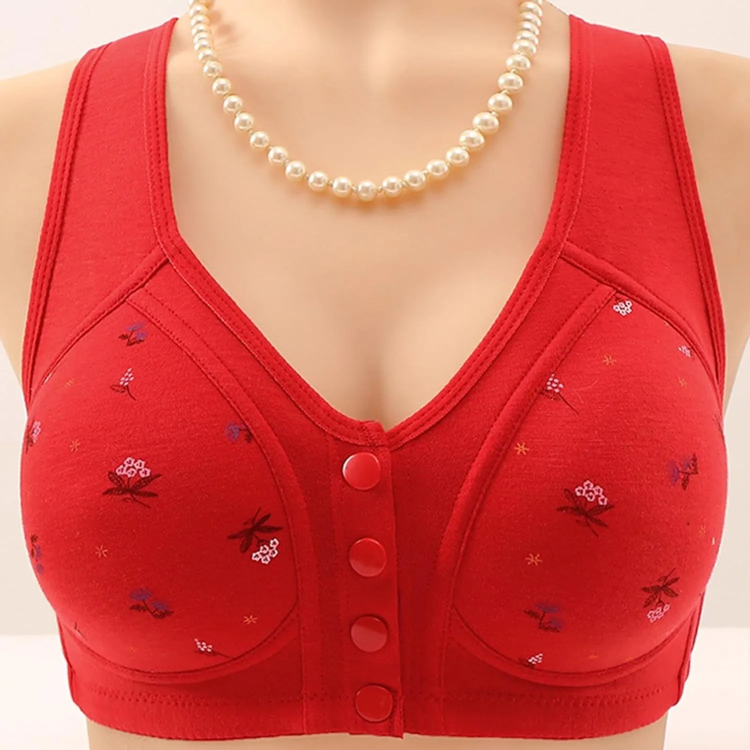 Daisy Bras for Older Women with Front Snap Closure Support Full Coverage No Underwire Comfortable Bra for Seniors