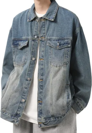 DAVID.ANN Men's Trucker Coat Denim Jackets