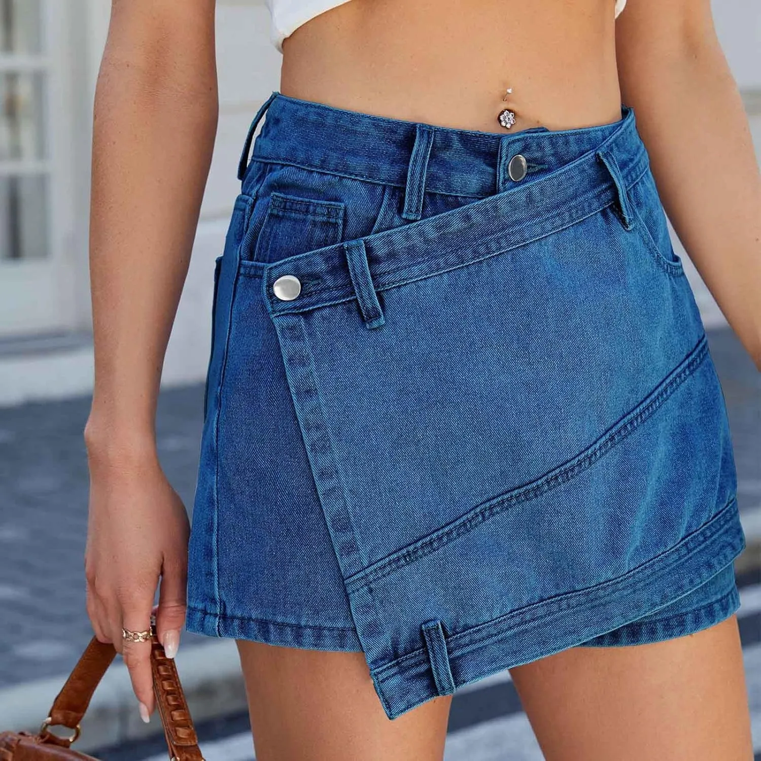 Denim for Women Mini Little Cowgirl A Line Plain Skort Women 2025 Regular Fit Y2K