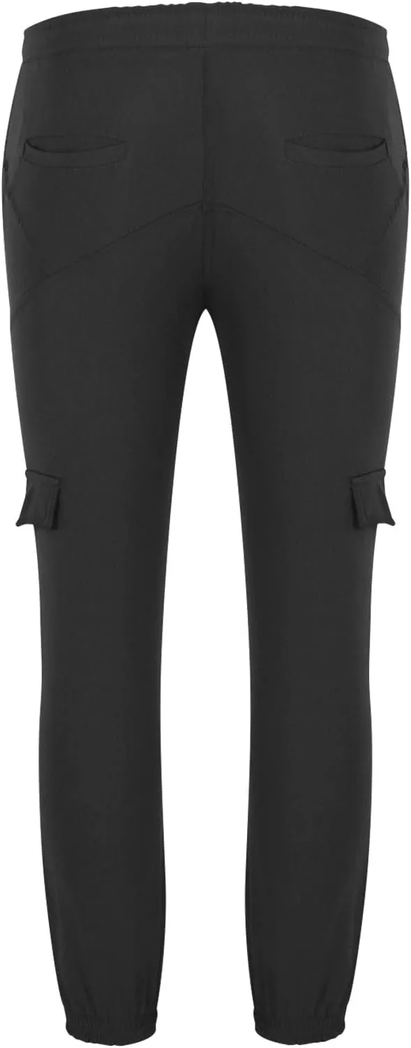 Dgoopd Work Cargo Pants for Men Slim Drawstring Elastic Waist Straight Leg Tactical Pants Multi Pocket Trousers