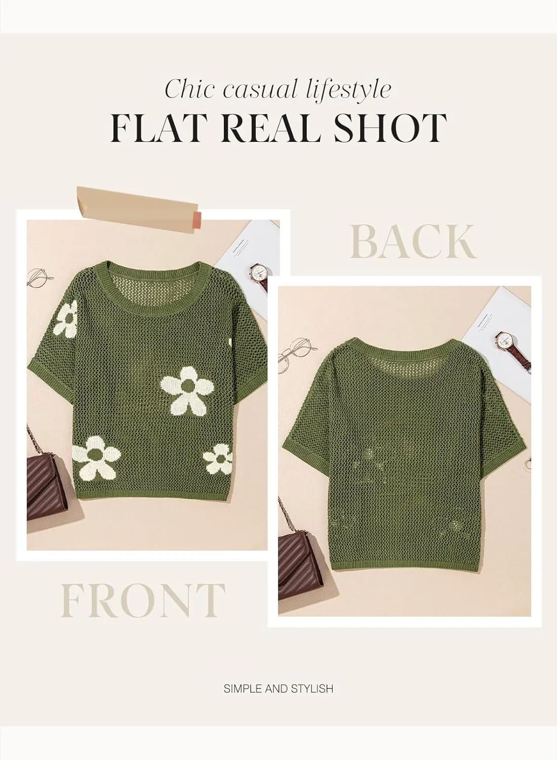 Dokotoo Womens Floral Fashion Summer Tops 2025 Short Sleeve Crochet Sweaters Swimsuit Cover Ups Lightweight Knit Pullover