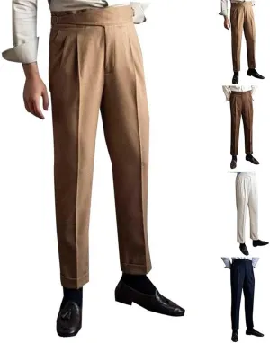 Dress Pants for Men Pleated Vintage No Belt Required High Waist Suit Trousers Casual Business Work Clothes