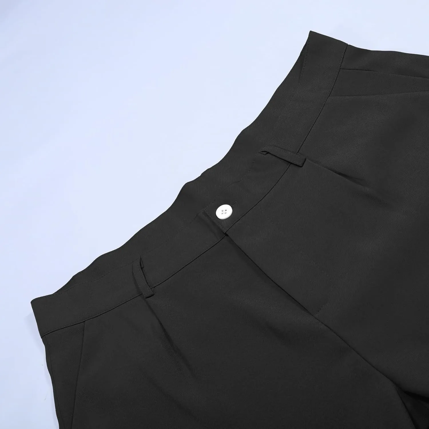 Dress Pants for Men Pleated Wide Leg Solid Button Suit Trousers Baggy Comfy Business Work High Waisted Clothes