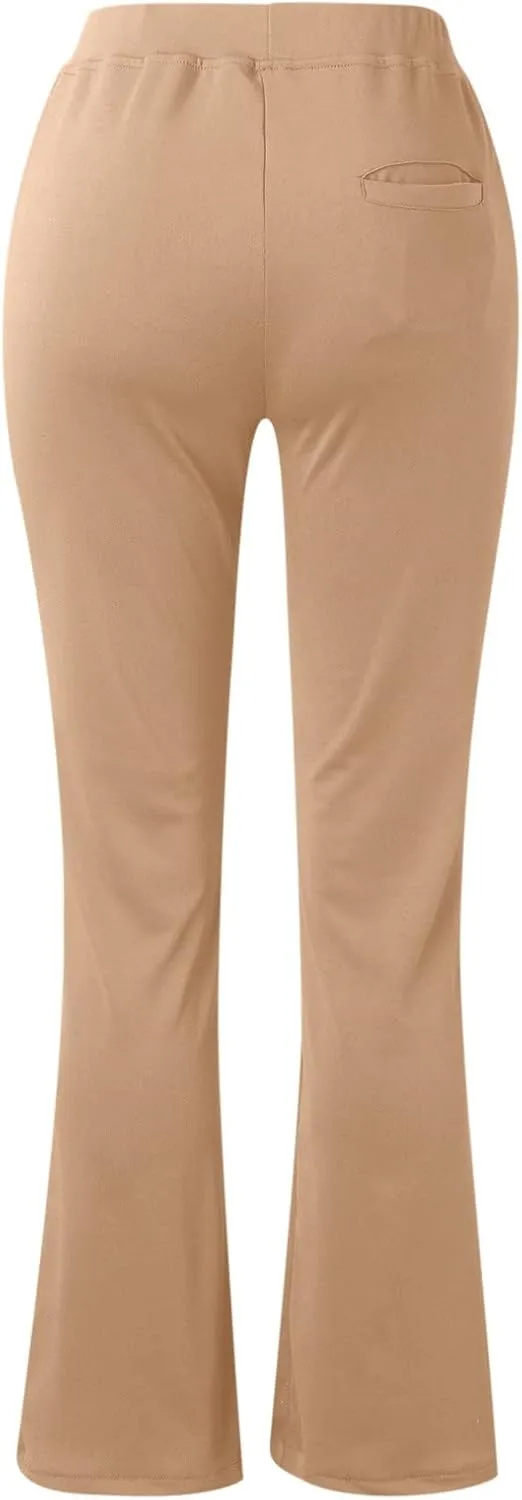 Dress Pants for Women Wide Leg Flare Work Pants High Waisted Stretch Trousers with Pockets Business Casual Slacks