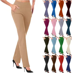 Dress Pants for Women Wide Leg Flare Work Pants High Waisted Stretch Trousers with Pockets Business Casual Slacks