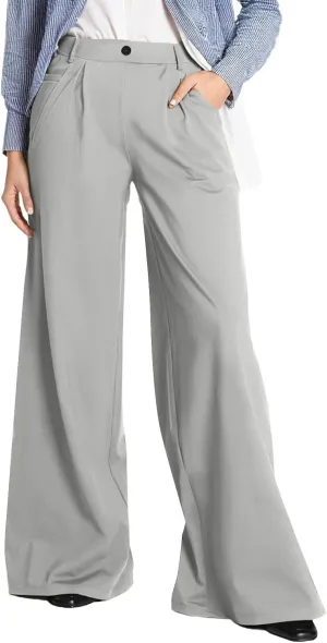Dress Pants Women Business Casual Lightweight Wide Leg Pants Dressy Elastic Waist Golf Trousers with Pockets