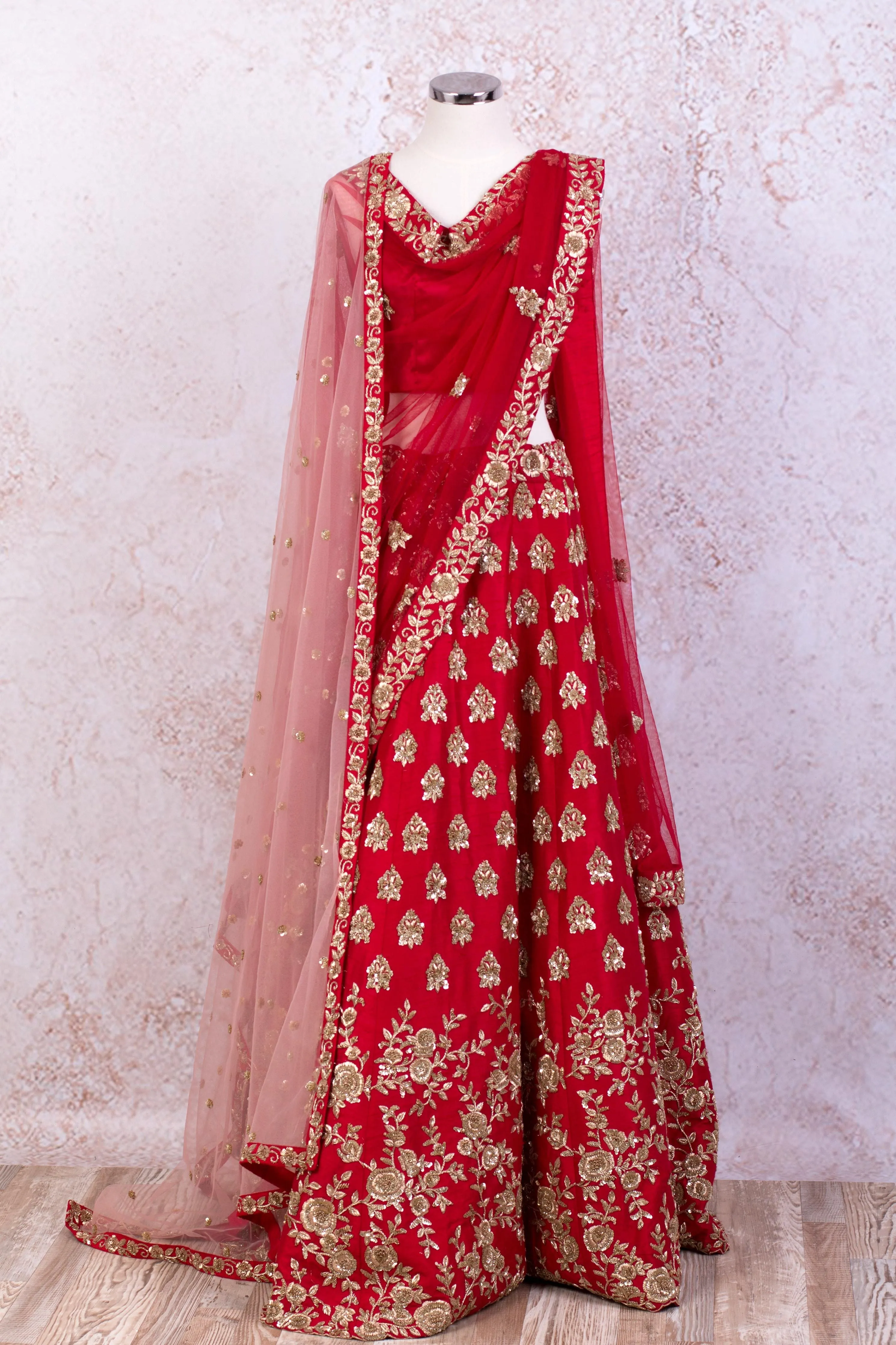 Dupion lengha & 2 dupatta N8_1496