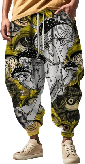 Elastic Waist Hippie Pant Cotton Casual Drawstring Men Elastic Waist with Elastic Waist Drawstring Yoga Jogger Pants
