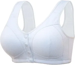 Ellymuse Daisy Bras for Older Women Full Coverage Breathable Padded Bras Front Closure Wireless Everyday Bras Push Up